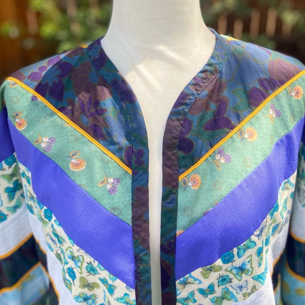 Vintage Purple, Teal & Blue Patchwork Jacket - Picture 6 of 15